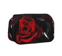 WKSGDSG Large Capacity Pencil Case for Girls & Boys, Double Layer Pencil Case with Flip Top, Red Rose Pen Bag Organizer, Portable Office Stationery Makeup Bag Pencil Pouch for School, College, Exams