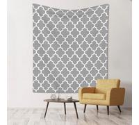 WKSGDSG Large Wall Hanging, Machine Washable Tapestry For Dorm Room, Quatrefoil Grey, Lightweight Polyester Wall Art For Bedroom Living Room, 152x130cm