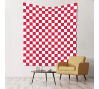 WKSGDSG Large Wall Hanging, Machine Washable Tapestry For Dorm Room, Red White Grids, Lightweight Polyester Wall Art For Bedroom Living Room, 152x130cm