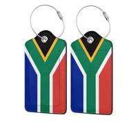 WKSGDSG Leather Luggage Tags 2 Pack, South Africa Flag Suitcase Label with Stainless Steel Rings, Waterproof Scratch-Resistant Travel Id Tags for Suitcases, 11.6x7.3 Cm