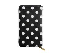 WKSGDSG Leather Wallet for Women & Girls, Black & White Big Dot, Large Capacity Checkbook Clutch with Zipper Coin Purse, Organizer for Travel, Business & Daily Use, Credit Card Holder