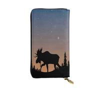 WKSGDSG Leather Wallet for Women & Girls, Deer Mountain Pine Tree Wilderness, Large Capacity Checkbook Clutch with Zipper Coin Purse, Organizer for Travel, Business & Daily Use, Credit Card Holder