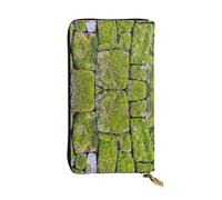 WKSGDSG Leather Wallet for Women & Girls, Moss Stone Pavement, Large Capacity Checkbook Clutch with Zipper Coin Purse, Organizer for Travel, Business & Daily Use, Credit Card Holder