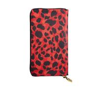 WKSGDSG Leather Wallet for Women & Girls, Red Leopard Pattern, Large Capacity Checkbook Clutch with Zipper Coin Purse, Organizer for Travel, Business & Daily Use, Credit Card Holder