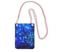 WKSGDSG Lightweight Crossbody Cell Phone Purse for Women Girls, Blue Shining Stars Small Sling Pouch, Hands-Free Compact Wallet Purse for Daily Shopping Travel, Water-Resistant Shoulder bag Organizer