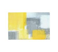 WKSGDSG Linen Placemats Set Of 6, Grey And Yellow Abstract Art Painting Heat Resistant Place Mats Wipe Clean Washable Placemats For Dining Table Kitchen Table Party Table Mats, Double Layer 12x18 Inch
