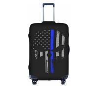 WKSGDSG Luggage Covers for Suitcase TSA Approved, Blue Stripe Stars Skull Elastic Suitcase Cover Protector Fits 18-21 Inch Luggage, Anti Scratch Washable Travel Suitcase Cover for Adult & Kid