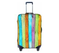 WKSGDSG Luggage Covers for Suitcase TSA Approved, Colorful Wooden Boards Elastic Suitcase Cover Protector Fits 18-21 Inch Luggage, Anti Scratch Washable Travel Suitcase Cover for Adult & Kid