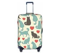 WKSGDSG Luggage Covers for Suitcase TSA Approved, Happy Walking Kitty Elastic Suitcase Cover Protector Fits 18-21 Inch Luggage, Anti Scratch Washable Travel Suitcase Cover for Adult & Kid