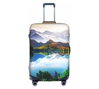WKSGDSG Luggage Covers for Suitcase TSA Approved, Mountain View Sunny Day Nature Elastic Suitcase Cover Protector Fits 18-21 Inch Luggage, Anti Scratch Washable Travel Suitcase Cover for Adult & Kid