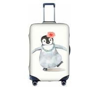 WKSGDSG Luggage Covers for Suitcase TSA Approved, Penguin Wearing Flowers Elastic Suitcase Cover Protector Fits 18-21 Inch Luggage, Anti Scratch Washable Travel Suitcase Cover for Adult & Kid