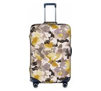 WKSGDSG Luggage Covers for Suitcase TSA Approved, Yellow Gray Flower Elastic Suitcase Cover Protector Fits 18-21 Inch Luggage, Anti Scratch Washable Travel Suitcase Cover for Adult & Kid