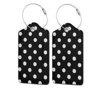 WKSGDSG Luggage Tags for Suitcases, with Privacy Cover, Black & White Big Dot, Durable Pu Leather Id Tag Luggage Identifier for Travel, Cruise, TSA Approved, Personalized Funny Baggage Labels, 1 PCS