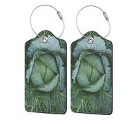 WKSGDSG Luggage Tags for Suitcases, with Privacy Cover, Bright Cabbage, Durable Pu Leather Id Tag Luggage Identifier for Travel, Cruise, TSA Approved, Personalized Funny Baggage Labels