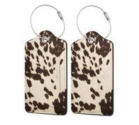 WKSGDSG Luggage Tags for Suitcases, with Privacy Cover, Brown Cowhide, Durable Pu Leather Id Tag Luggage Identifier for Travel, Cruise, TSA Approved, Personalized Funny Baggage Labels