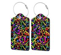WKSGDSG Luggage Tags for Suitcases, with Privacy Cover, Gay Pride Rainbow, Durable Pu Leather Id Tag Luggage Identifier for Travel, Cruise, TSA Approved, Personalized Funny Baggage Labels, 1 PCS