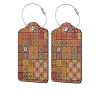 WKSGDSG Luggage Tags for Suitcases, with Privacy Cover, Group of Moroccan, Durable Pu Leather Id Tag Luggage Identifier for Travel, Cruise, TSA Approved, Personalized Funny Baggage Labels, 1 PCS