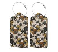 WKSGDSG Luggage Tags for Suitcases, with Privacy Cover, Imagen De Pug, Durable Pu Leather Id Tag Luggage Identifier for Travel, Cruise, TSA Approved, Personalized Funny Baggage Labels, 1 PCS