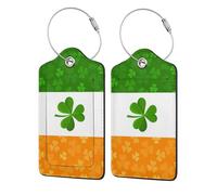 WKSGDSG Luggage Tags for Suitcases, with Privacy Cover, Irish Flag, Durable Pu Leather Id Tag Luggage Identifier for Travel, Cruise, TSA Approved, Personalized Funny Baggage Labels, 1 PCS