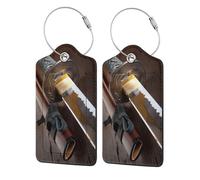 WKSGDSG Luggage Tags for Suitcases, with Privacy Cover, Japan Samurai Sword, Durable Pu Leather Id Tag Luggage Identifier for Travel, Cruise, TSA Approved, Personalized Funny Baggage Labels, 1 PCS
