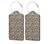 WKSGDSG Luggage Tags for Suitcases, with Privacy Cover, Leopard Print, Durable Pu Leather Id Tag Luggage Identifier for Travel, Cruise, TSA Approved, Personalized Funny Baggage Labels, 1 PCS