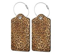 WKSGDSG Luggage Tags for Suitcases, with Privacy Cover, Leopard Print, Durable Pu Leather Id Tag Luggage Identifier for Travel, Cruise, TSA Approved, Personalized Funny Baggage Labels, 1 PCS