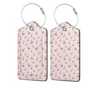 WKSGDSG Luggage Tags For Suitcases, With Privacy Cover, Lovely Sweet Red Cherry, Durable Pu Leather Id Tag Luggage Identifier For Travel, Cruise, Tsa Approved, Personalized Funny Baggage Labels, 1 PCS