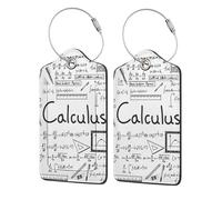 WKSGDSG Luggage Tags for Suitcases, with Privacy Cover, Math Calculus, Durable Pu Leather Id Tag Luggage Identifier for Travel, Cruise, TSA Approved, Personalized Funny Baggage Labels