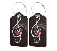 WKSGDSG Luggage Tags for Suitcases, with Privacy Cover, Music Symbols Love, Durable Pu Leather Id Tag Luggage Identifier for Travel, Cruise, TSA Approved, Personalized Funny Baggage Labels