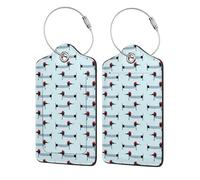 WKSGDSG Luggage Tags for Suitcases, with Privacy Cover, Parisian Dachshund, Durable Pu Leather Id Tag Luggage Identifier for Travel, Cruise, TSA Approved, Personalized Funny Baggage Labels, 1 PCS