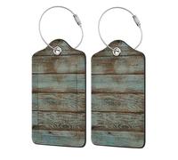 WKSGDSG Luggage Tags for Suitcases, with Privacy Cover, Rustic Old Barn Wood, Durable Pu Leather Id Tag Luggage Identifier for Travel, Cruise, TSA Approved, Personalized Funny Baggage Labels