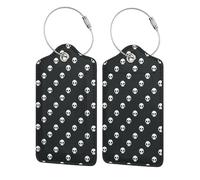 WKSGDSG Luggage Tags for Suitcases, with Privacy Cover, Skull, Durable Pu Leather Id Tag Luggage Identifier for Travel, Cruise, TSA Approved, Personalized Funny Baggage Labels, 1 PCS
