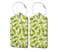 WKSGDSG Luggage Tags for Suitcases, with Privacy Cover, Sushi Dill Pickles, Durable Pu Leather Id Tag Luggage Identifier for Travel, Cruise, TSA Approved, Personalized Funny Baggage Labels