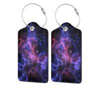 WKSGDSG Luggage Tags for Suitcases, with Privacy Cover, Universe Galaxy Star Space, Durable Pu Leather Id Tag Luggage Identifier for Travel, Cruise, TSA Approved, Personalized Funny Baggage Labels