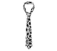 WKSGDSG Men'S Slim Skinny Tie, Black And White Cow Fashion Necktie For Suits, Wrinkle-Free Polyester Necktie For Business Wedding Office Party Accessories, Father'S Day/Christmas Gifts For Him