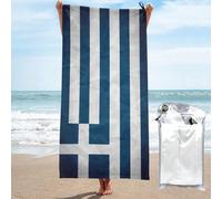 WKSGDSG Microfiber Beach Towel For Travel & Gym, Absorbent Quick Dry Bath Towel, Greek Flag, Sand-Free Lightweight Towel With Storage Bag, Compact Camping Towel For Hiking Swimming Yoga, 140x70cm