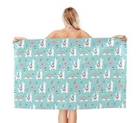 WKSGDSG Microfiber Beach Towels For Adults Cute Llama Large Pool Towels For Women Personalized Absorbent Travel Towel Oversized Soft Quick Dry Towel For Swimming Camping Yoga 130x80 Cm