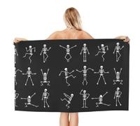WKSGDSG Microfiber Beach Towels For Adults Cute Skeleton Dancing Large Pool Towels For Women Personalized Absorbent Travel Towel Oversized Soft Quick Dry Towel For Swimming Camping Yoga 130x80 Cm
