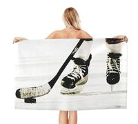 WKSGDSG Microfiber Beach Towels For Adults Ice Hockey Pattern Large Pool Towels For Women Personalized Absorbent Travel Towel Oversized Soft Quick Dry Towel For Swimming Camping Yoga 130x80 Cm