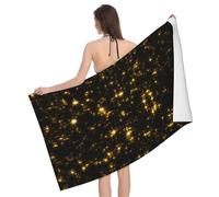 WKSGDSG Microfiber Beach Towels For Adults & Kids, Gold Black Bath Towels, Oversized Sand Free Beach Towel, Absorbent Quick Dry Beach Towels For Travel Swimming Pool Camping Yoga Gym Sports