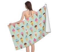 WKSGDSG Microfiber Beach Towels For Adults & Kids, Ice Cream Cones Bath Towels, Oversized Sand Free Towel for women, Absorbent Quick Dry Beach Towels For Travel Swimming Camping Yoga Sports, 130x80cm