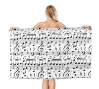 WKSGDSG Microfiber Beach Towels For Adults Music Note Large Pool Towels For Women Personalized Absorbent Travel Towel Oversized Soft Quick Dry Towel For Swimming Camping Yoga 130x80 Cm