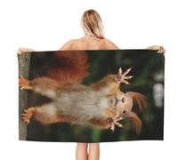 WKSGDSG Microfiber Beach Towels For Adults Squirrel Funny Animal Large Pool Towels For Women Personalized Absorbent Travel Towel Oversized Soft Quick Dry Towel For Swimming Camping Yoga 130x80 Cm