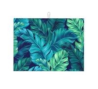 WKSGDSG Microfiber Dish Drying Mat 18x24 Inch/46x61 Cm, Tropical Palm Leaves Large Dish Drying Pad Reversible Absorbent Dish Drainer Rack Mats for Kitchen Counter Coffee Bar, Reusable Washable