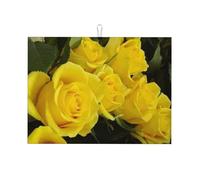 WKSGDSG Microfiber Dish Drying Mat 18x24 Inch/46x61 Cm, Yellow Roses Large Dish Drying Pad Reversible Absorbent Dish Drainer Rack Mats for Kitchen Counter Coffee Bar, Reusable Washable