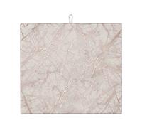 WKSGDSG Microfiber Dish Drying Mat for Kitchen Counter 16x18 Inch/41x46 Cm Rose Gold Marble Dish Drainer Mat with Hanging Loop Absorbent Reversible Washable Foldable Dish Rack Pad for Countertop