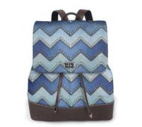 WKSGDSG Modern Leather Backpack For Women, Gradient Blue Denim Rucksack With Lid, 12.5 Inch Pu Leather Backpack For Girls, Fashion Daypacks For Travel Shopping Work, Medium, Multi-Functional