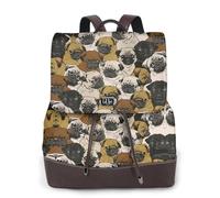 WKSGDSG Modern Leather Backpack For Women, Imagen De Pug Rucksack With Lid, 12.5 Inch Pu Leather Backpack For Girls, Fashion Daypacks For Travel Shopping Work, Medium, Multi-Functional