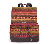 WKSGDSG Modern Leather Backpack For Women, Mexican Folk Art Boho Rucksack With Lid, 12.5 Inch Pu Leather Backpack For Girls, Fashion Daypacks For Travel Shopping Work, Medium, Multi-Functional