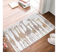 WKSGDSG Non-Slip Flannel Doormat 60x40cm, Super Absorbent Entry Rug, Cute Wild Cartoon Giraffes Doormats, Anti-Skid Thick Welcome Mat For Front/Back Door, Garage, Patio & Indoor Use